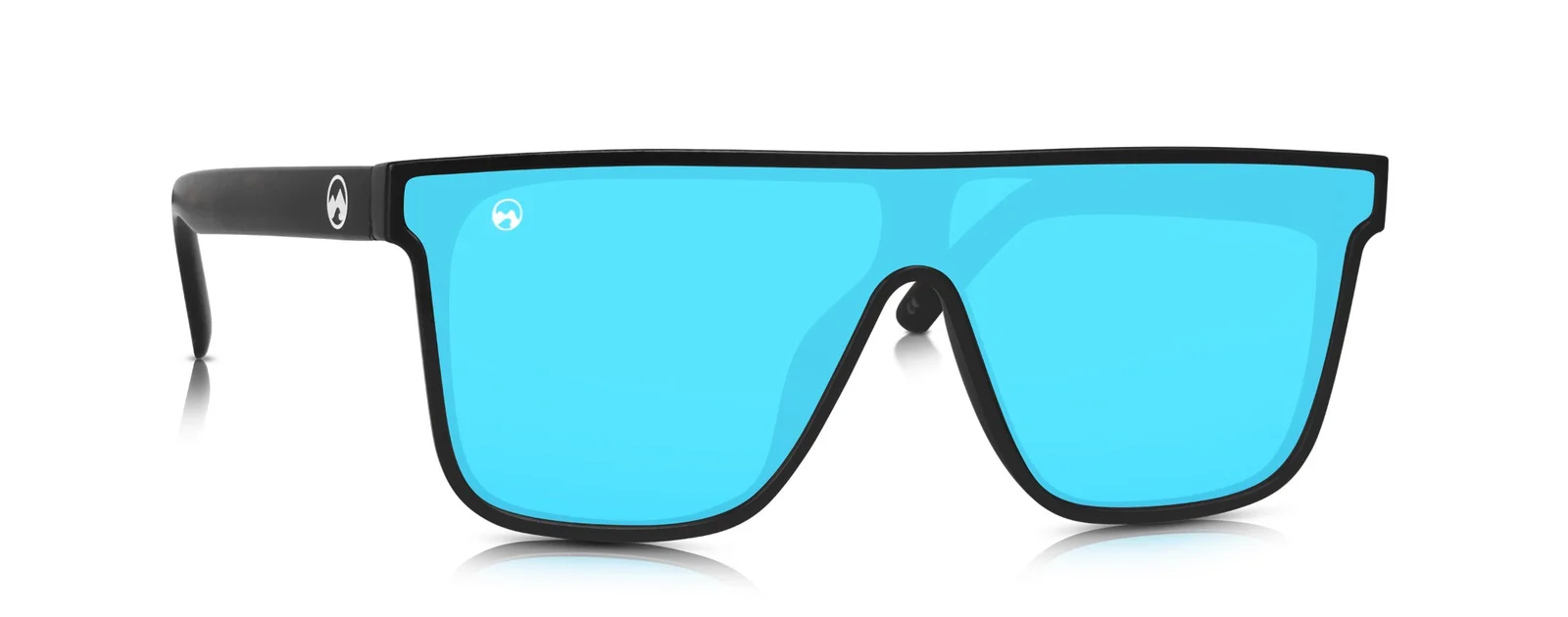 Shield sunglasses, before and after retouching